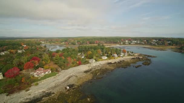 York Maine Aerial V66 Panning Cape Neddick Moving Highway View — 비디오