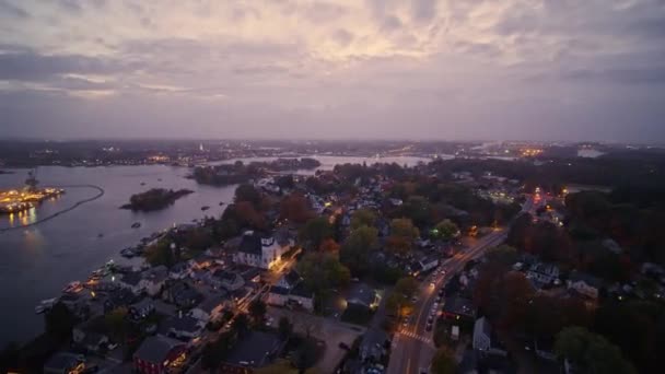 Kittery Maine Aerial V82 Malebná Cestovní Panoramata Portsmouthu Loděnice Námořnictva — Stock video