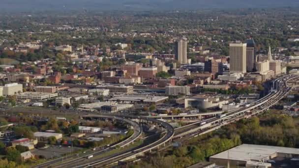 Springfield Massachusetts Aerial Panning Birdseye Detail Metro Center Neighborhood Connecticut — Stock Video