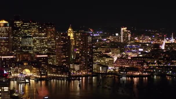 Boston Massachusetts Aerial V192 Panoramablick Auf Die Skyline Von Boston — Stockvideo