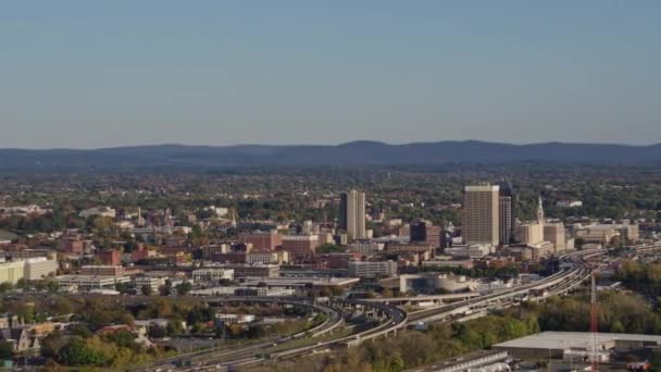 Springfield Massachusetts Aerial Panoramisch Uitzicht Springfield Van Metro Center Naar — Stockvideo