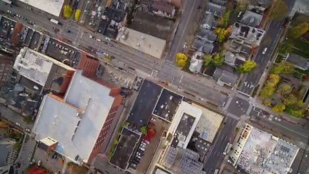 Ann Arbor Michigan V30 Aérea Vista Vertical Centro Cidade Outubro — Vídeo de Stock