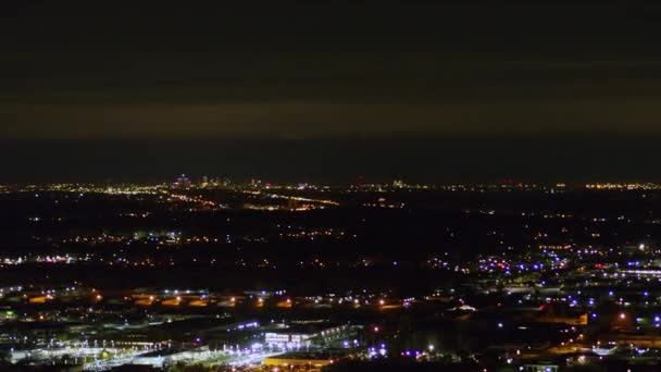 Detroit Michigan Aerial V175 Nighttime Troy Cityscape Panning View October — Stock Video