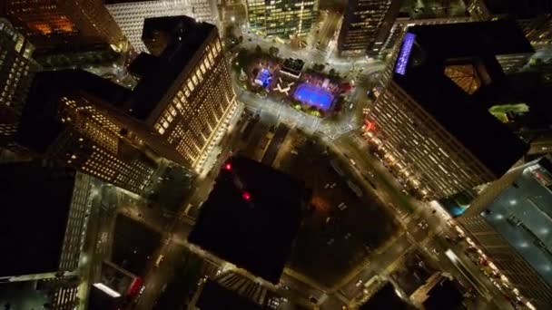 Detroit Michigan Aerial V148 Éjszakai Városkép Függőleges Nézet 2017 Október — Stock videók