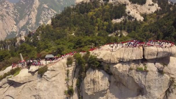 Huashan China Aerial Volar Sobre Sendero Escalada Pico Mayo 2017 — Vídeos de Stock