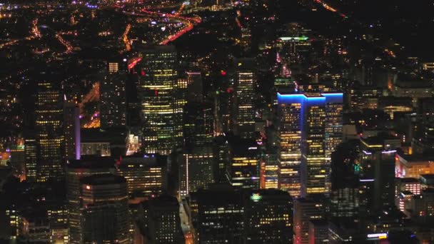 Montreal Quebec Aerial V45 Vliegen Het Centrum Nachts Met Uitzicht — Stockvideo