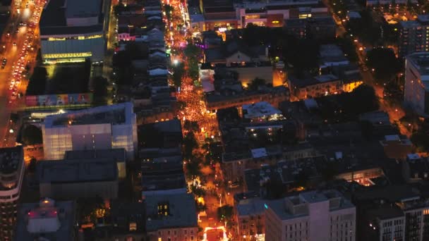 Montreal Quebec Antenn V28 Birdseye Flyger Lågt Runt Sommaren Street — Stockvideo