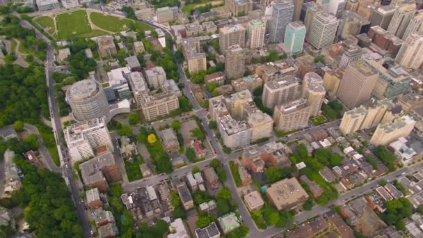 Montreal Quebec Aerial V64 Volando Sobre Centro Ciudad Panorámica Con — Vídeos de Stock