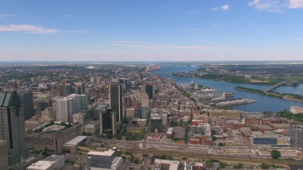 Montreal Quebec Aerial V62 Flying Downtown Panning Cityscape Views Červenec — Stock video