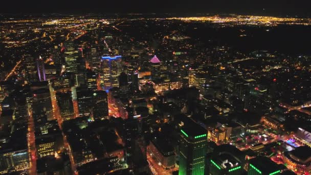 Montreal Quebec Aerial V43 Flying High Downtown Panning Full Cityscape — Stock video