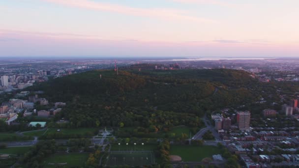 Montreal Quebec Aerial V93 Fliegen Über Der Innenstadt Schwenken Mit — Stockvideo