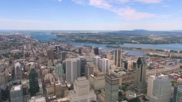 Montreal Quebec Aerial V63 Flying Downtown Panning Cityscape Views Červenec — Stock video