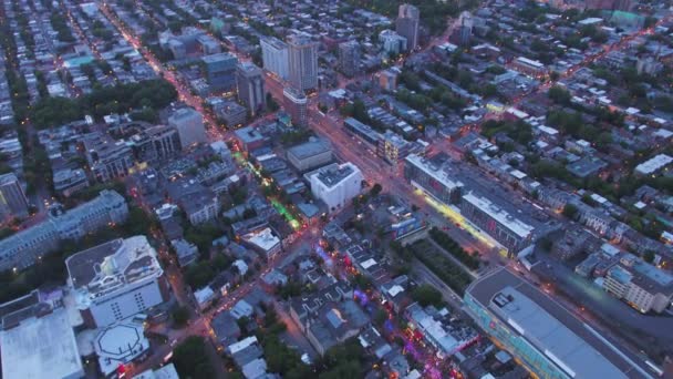 Montreal Quebec Aerial V100 Birdseye View Flight Street Festival Dusk — стокове відео