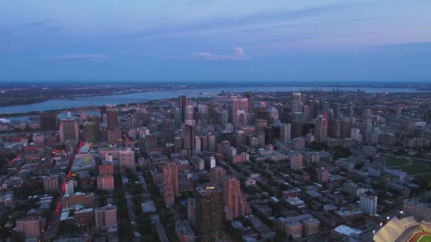 Montreal Quebec Aerial V98 Der Abenddämmerung Mit Blick Auf Die — Stockvideo