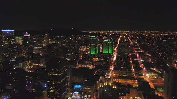 Montreal Quebec Aerial V114 Létání Přes Centrum Nábřeží Panning Výhledem — Stock video