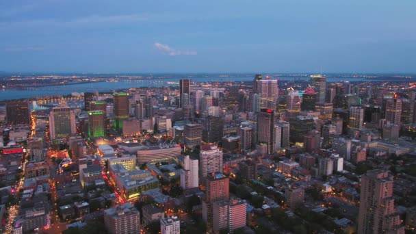 Montreal Quebec Aerial V104 Tiefflieger Der Abenddämmerung Mit Blick Auf — Stockvideo