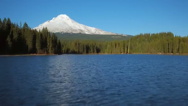 Hood Aerial V20 Volando Muy Bajo Sobre Lago Trillium Hacia — Vídeos de Stock