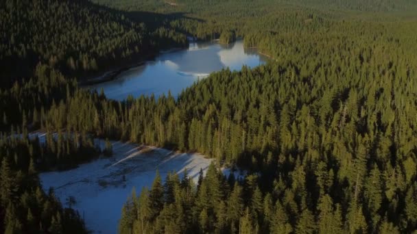 Hood Aerial V22 Flying Över Trillium Lake Panorering Upp Till — Stockvideo