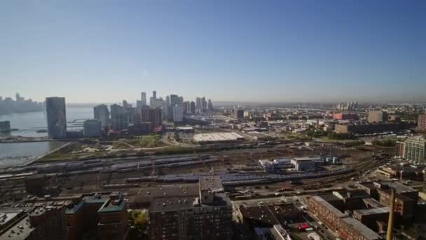 Jersey City New Jersey Aerial Panning Cityscape Jersey City Hoboken — Stock video