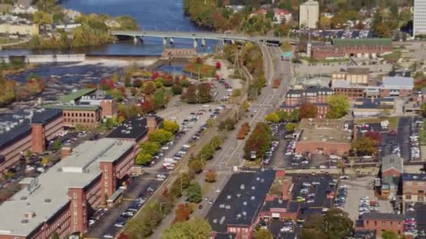 Manchester New Hampshire Aerial Birdseye Vue Panoramique Sur Paysage Urbain — Video