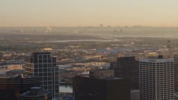 Newark New Jersey Aerial V23 Panning Buurt Van Rond Het — Stockvideo