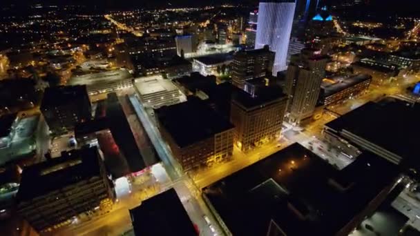 Rochester New York Aerial Short Panning Birdseye Town Night 2017 — 비디오