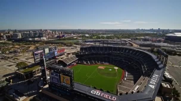 Nyc New York Aerial V141 Panning Kolem Obvodu Stadionu Queens — Stock video