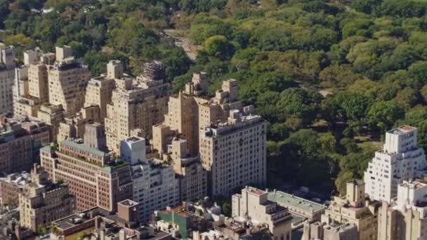 Nyc New York Aerial V124 Central Park West Skyline Panning — Vídeos de Stock