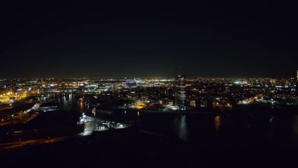Nyc New York Aerial V101 Volles Nachtpanorama Von New York — Stockvideo