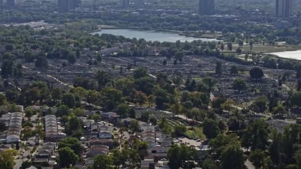 Nyc New York Aerial V154 Paysage Urbain Panoramique Depuis Cimetière — Video