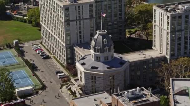Nyc New York Aerial V137 Panning Birdseye Prédio Apartamentos Octagon — Vídeo de Stock