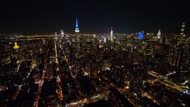New York Aerial V104 Midtown Manhattan Ikonická Městská Krajina Hledící — Stock video