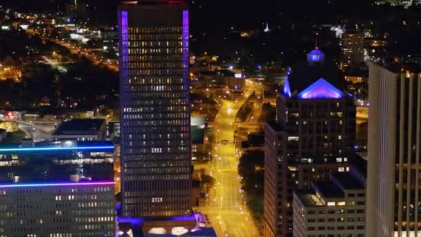 Rochester New York Aerial V19 Close Panning Detail Downtown High — Stock Video