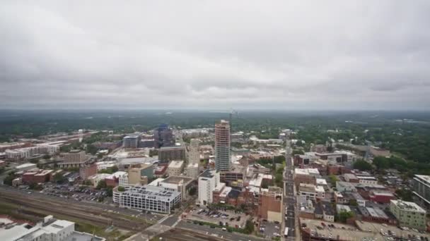 Durham North Carolina Aerial Panning Centru Durhamu Říjen 2017 — Stock video