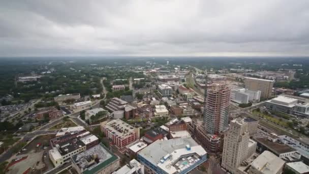 Durham North Carolina Aerial Panning Birdseye View City Center Construction — Video Stock