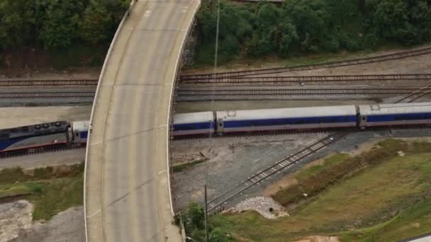 Raleigh North Carolina Aerial Panning Moving Train Central Prison October — 图库视频影像
