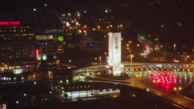 Niagara Şelalesi Ontario Havayolları v15 Panoramik Niagara Şelalesi, Ontario gece şehir manzarası gişeden ufuk çizgisine - Ekim 2017