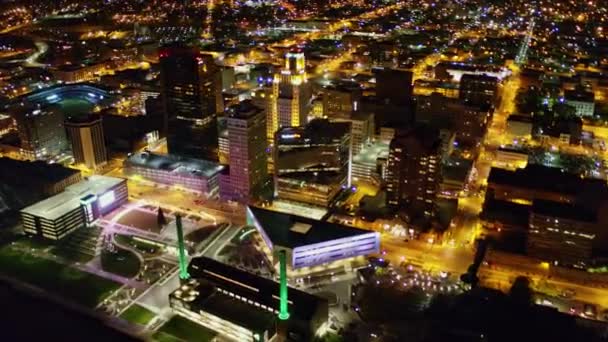 Toledo Ohio Aerial Panning Birdseye Nízko Vysoké Rozhled Centru Města — Stock video