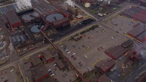 Hamilton Industrial Sector Ontario Aerial Flyover Detail Industrial Sector Panning — Video
