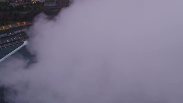 尼亚加拉瀑布安大略航空V10升腾鸟形全景到日落 2017年10月 — 图库视频影像
