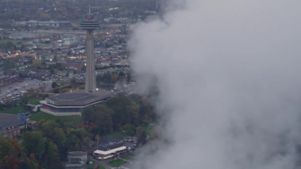 Wodospad Niagara Ontario Aerial Panning Niagara Falls Widok Miasto Ontario — Wideo stockowe