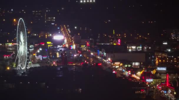 Cataratas Del Niágara Ontario Aerial V17 Vista Nocturna Panorámica Inversa — Vídeo de stock
