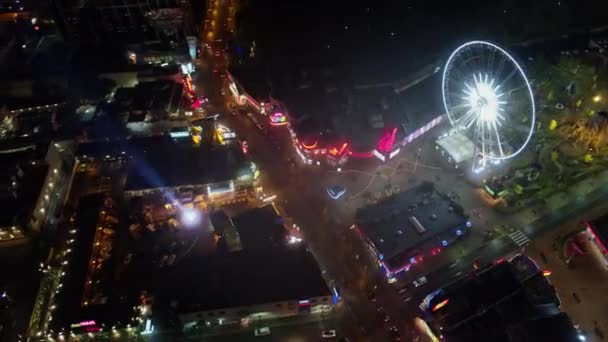 Niagara Falls Ontario Aerial V25 Panoramic Birdseye View Cityscape Night — стокове відео