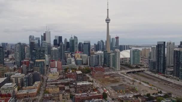 Toronto Ontario Aerial Langsom Fejende Panoramaudsigt Downtown Bylandskab Oktober 2017 – Stock-video