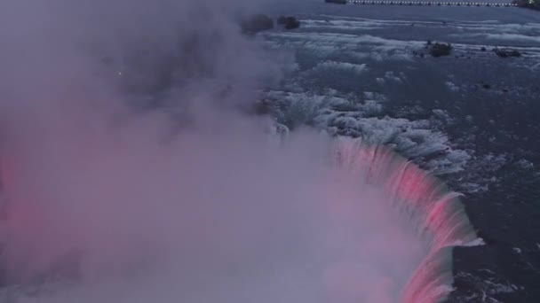 Niagara Falls Ontario Aerial V12 Panning Birdseye Detail Horseshoe Falls — Stock Video