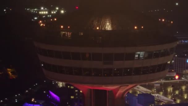 Niagara Falls Ontario Aerial V18 Panning Skylon Tower Details Reverse — стокове відео