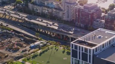 Toronto Ontario Havacılık v38 Panning kuş bakışı çevre inşaat bölgesiyle çevre yolu - Ekim 2017