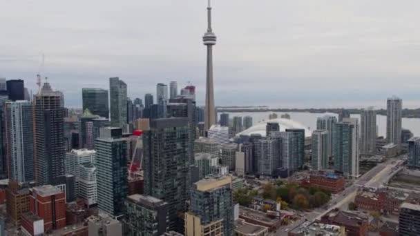 Toronto Ontario Aerial Flying Spadina Avenue Heading Water Looking Downtown — стоковое видео