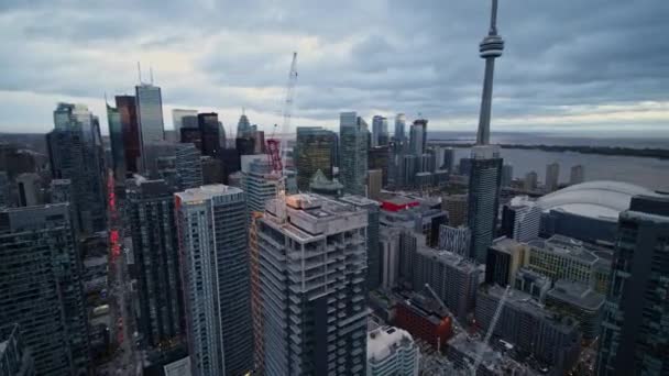 Toronto Ontario Aerial V25 Veduta Panoramica Della Città Con Costruzione — Video Stock