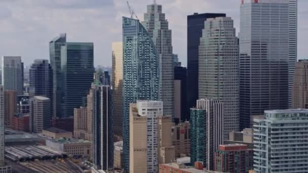Toronto Ontario Aerial V44 Panoramic Downtown Cityscape Mid Vantage Mit — Stockvideo